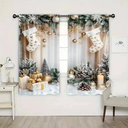 Weihnachtsgeschenk bedruckte Vorhänge, Weihnachtsdekoration, Schlafzimmer und Wohnzimmer, Heimdekoration, Raumdekoration