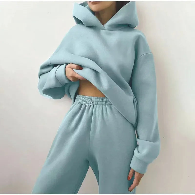 Großformat modisches Sweatshirt mit langen Ärmeln und Hosen-Set Herbst/Winter Damen Freizeitbekleidung Zweiteiliger Anzug Bequeme Plus-Size...