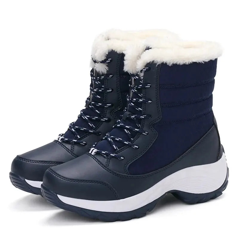 Damen-Stiefel Wasserdichte Absatzstiefel für Winter Trend Plateau Stiefeletten Halten Warm Schneeschuhe Plüsch Outdoor Kurze Stiefel