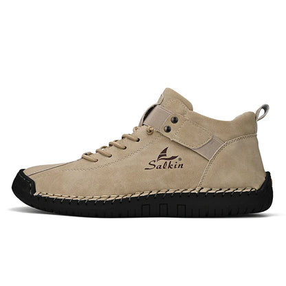 Neue 2025 handgefertigte Leder-Casual-Herrenschuhe Design Sneakers Männer atmungsaktive Lederschuhe Herren Stiefeletten für draußen