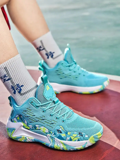 Hochwertige Herren-Basketballschuhe Marke Herren Sneakers Luxuriöses Design Mesh Atmungsaktive Sportschuhe High-Top Rutschfeste Freizeitschuhe