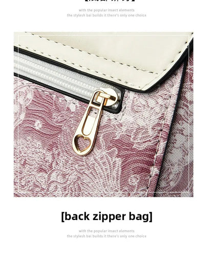 Modische Feen-Handtasche für Damen, Schulter- und Umhängetasche, elegante Ausstrahlung, PU-Leder, Polyesterfaser, inneres Reißverschlussfach