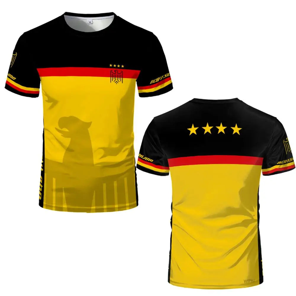 2026 Neues Deutschland T-Shirt mit Flaggendruck T-Shirt für Männer und Frauen, Schnell trocknend, Fußballtraining, Freizeit- und Straßenkleidung, Kurzarm-Sporttop