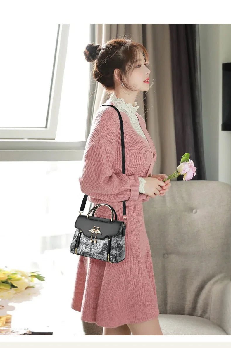 Modische Feen-Handtasche für Damen, Schulter- und Umhängetasche, elegante Ausstrahlung, PU-Leder, Polyesterfaser, inneres Reißverschlussfach