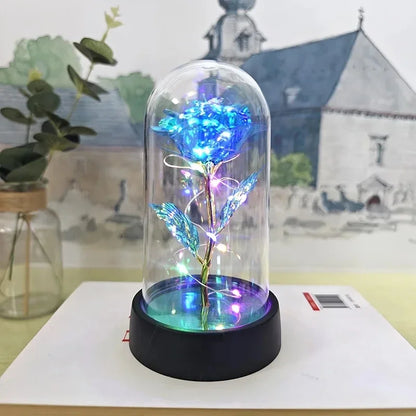 Künstliche Rosenblumen Valentinstagsgeschenk für die Freundin Ewige Rose LED-Licht Folienblume Hochzeitsdekoration