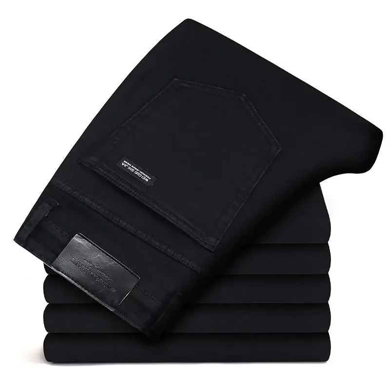 Herren Klassische Modemarke Jeans Homme Mann Weiche Stretch Schwarze  Denim Hosen Herrenhosen