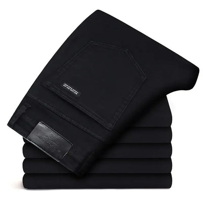 Herren Klassische Modemarke Jeans Homme Mann Weiche Stretch Schwarze  Denim Hosen Herrenhosen