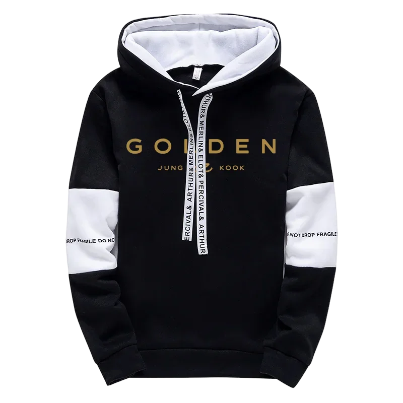 K-Pop Trend Hoodie für Frauen Hochwertiger Jung Kook Print Kapuzenpullover mit Sweatpants Herbst Winter Damen Alltag Lässiger Pullover