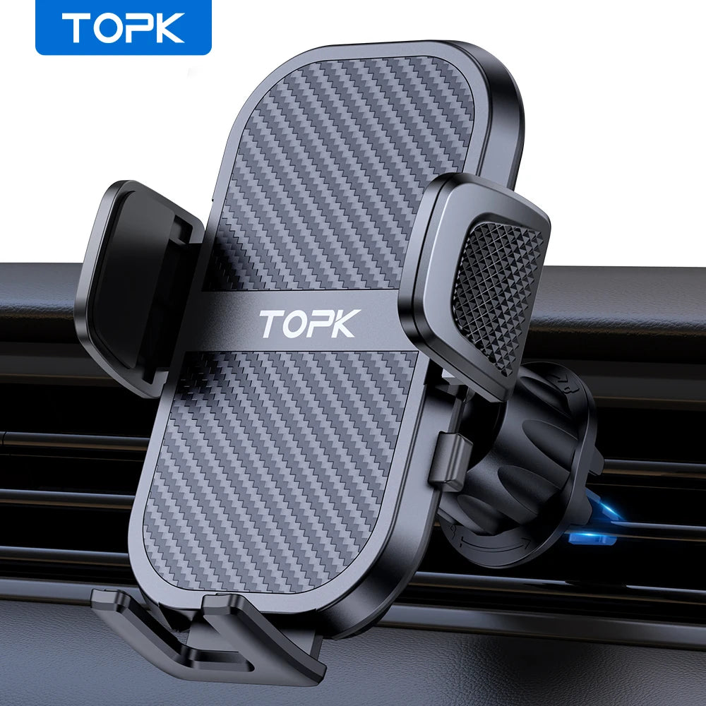 TOPK Car Phone Holder, Car Air Vent Phone Holder with 360° Rotation, Universal Compatibility for all 4-7 inch Smartphones.