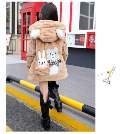 Große Winterjacken für Mädchen Halten warm Dicke Weihnachtsjacke Herbst Kapuzenjacke Reißverschluss Wasserdichte Oberbekleidung Kinderkleidung 3-12 Jahre