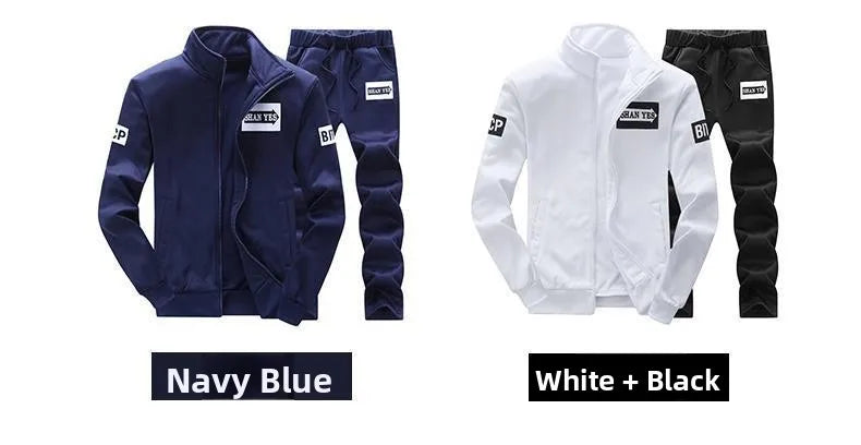 Trendiger Hoodie Herren Stehkragenjacke Lässige Sportbekleidung Lange Hose Frühling Herbst Jugend Große Größen Kleidung Set
