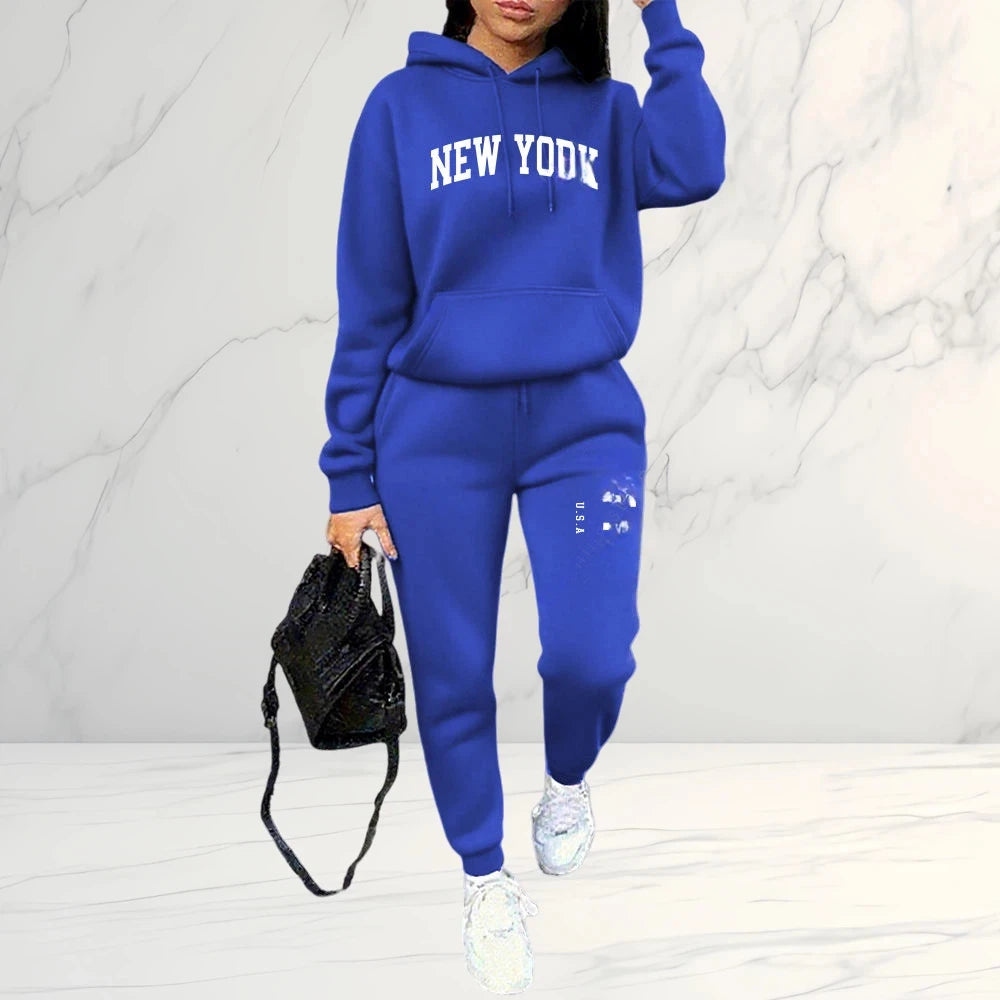 2026 Frühling Herbst Damen Sets 2-teilig Hoodies Hosen Anzug Sportoutfits Buchstaben Druck Ästhetische Kleidung Damen Trainingsanzug Hosen Sets