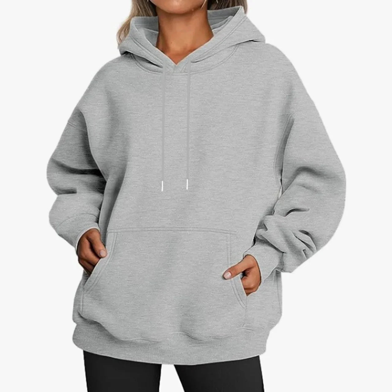 Übergroßer Hoodie Sweatshirt mit fallender Schulter und Bündchen  Damen Herbst dicker Hoodie Lässiger Streetwear-Stil