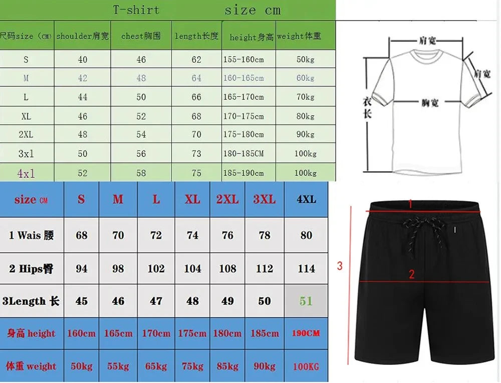 Sommer Schnell trocknende Herren Sets Modische Trainingsanzüge Lässige Atmungsaktive Kurzarm 2D Bedrucktes Sport-T-Shirt+Shorts Basketball-Set