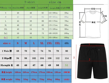 Sommer Schnell trocknende Herren Sets Modische Trainingsanzüge Lässige Atmungsaktive Kurzarm 2D Bedrucktes Sport-T-Shirt+Shorts Basketball-Set