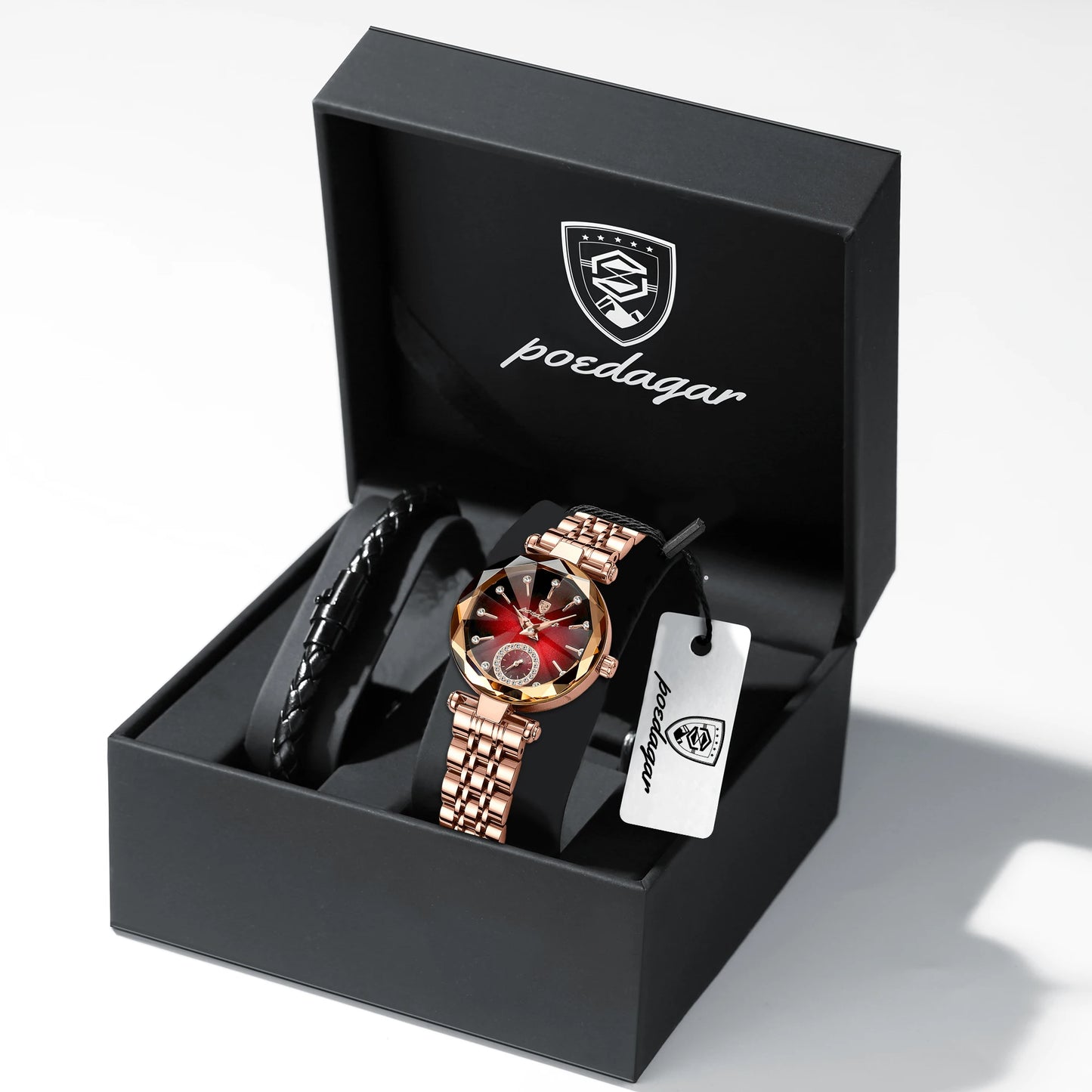POEDAGAR Luxus-Uhr für Frauen Wasserdicht Freizeit-Quarz Damenuhr Hochwertige Elegante Damenuhren Weibliche Reloj+Box