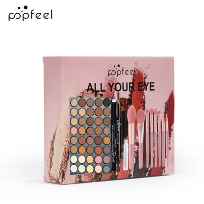 POPFEEL Augen-Make-up-Set 40-Farben-Lidschattenpalette Augenbrauenstift Eyelinerstift Mascara mit einem Set Make-up-Pinsel Augen-Kosmetik