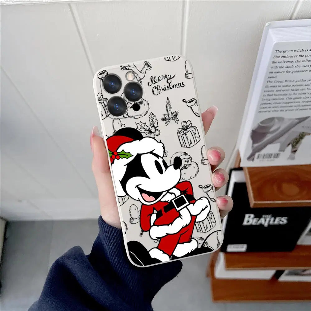 Funda de silicona con diseño navideño de Disney para iPhone 17, 16, 15, 14, 13, 12 y 11 Pro Max. Funda para iPhone 17, Air, 16 Plus, 16E y X.