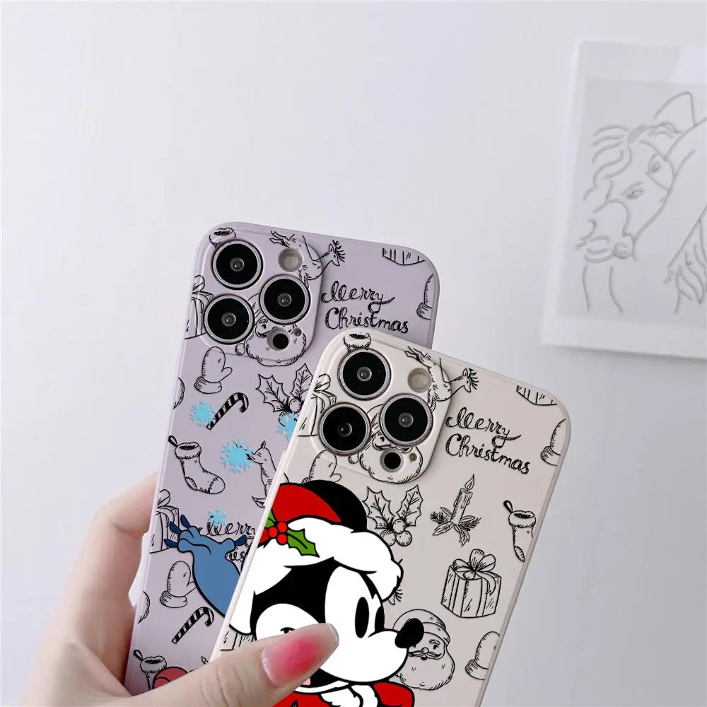Funda de silicona con diseño navideño de Disney para iPhone 17, 16, 15, 14, 13, 12 y 11 Pro Max. Funda para iPhone 17, Air, 16 Plus, 16E y X.