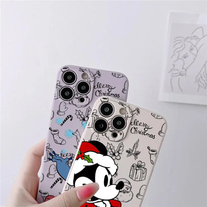 Funda de silicona con diseño navideño de Disney para iPhone 17, 16, 15, 14, 13, 12 y 11 Pro Max. Funda para iPhone 17, Air, 16 Plus, 16E y X.