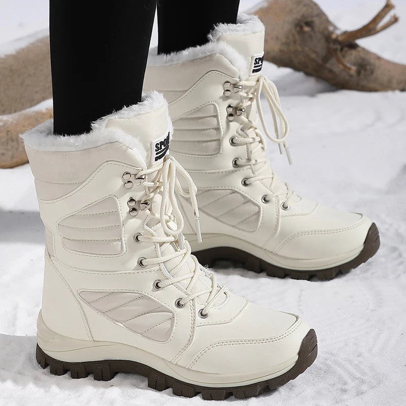 Winter Damen Schneestiefel High-Top Wasserdichte Knöchelstiefel Damen Dicke Plus Warme Schneewanderstiefel Outdoor Baumwollschuhe Sneakers