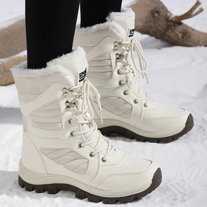 Winter Damen Schneestiefel High-Top Wasserdichte Knöchelstiefel Damen Dicke Plus Warme Schneewanderstiefel Outdoor Baumwollschuhe Sneakers