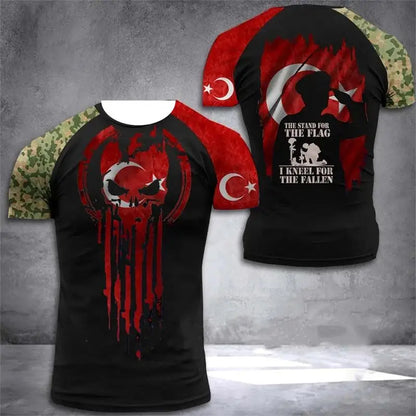 Türkei-Flaggen Herren T-Shirts Wald Tarnmuster Kleidung Ropa Hombre Neue Sommer Atmungsaktive O-Ausschnitt T-Shirts Surfanzug Strandbekleidung