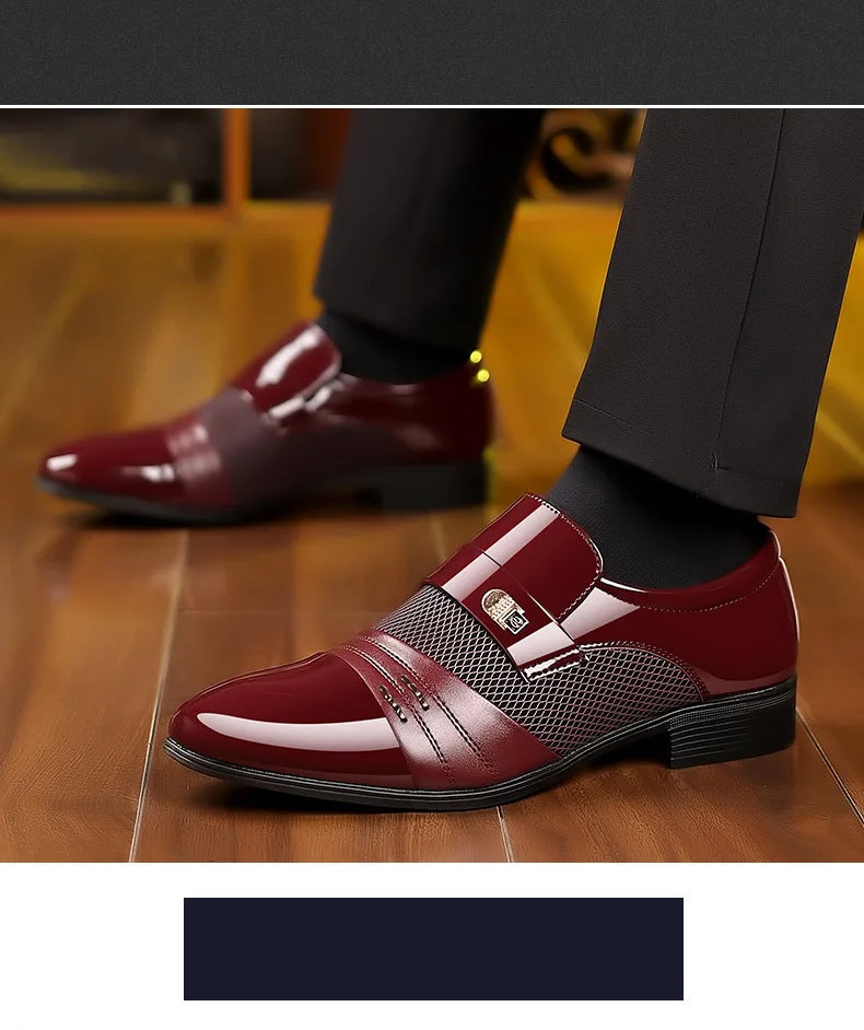 Edle Kunstleder Oxford Schuhe Herren Luxus Lack Hochzeitsschuhe Spitz zulaufende Business Schuhe für Herren Klassische Lederschuhe Große Größen 38-48
