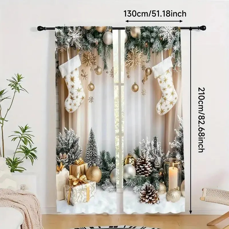 Weihnachtsgeschenk bedruckte Vorhänge, Weihnachtsdekoration, Schlafzimmer und Wohnzimmer, Heimdekoration, Raumdekoration