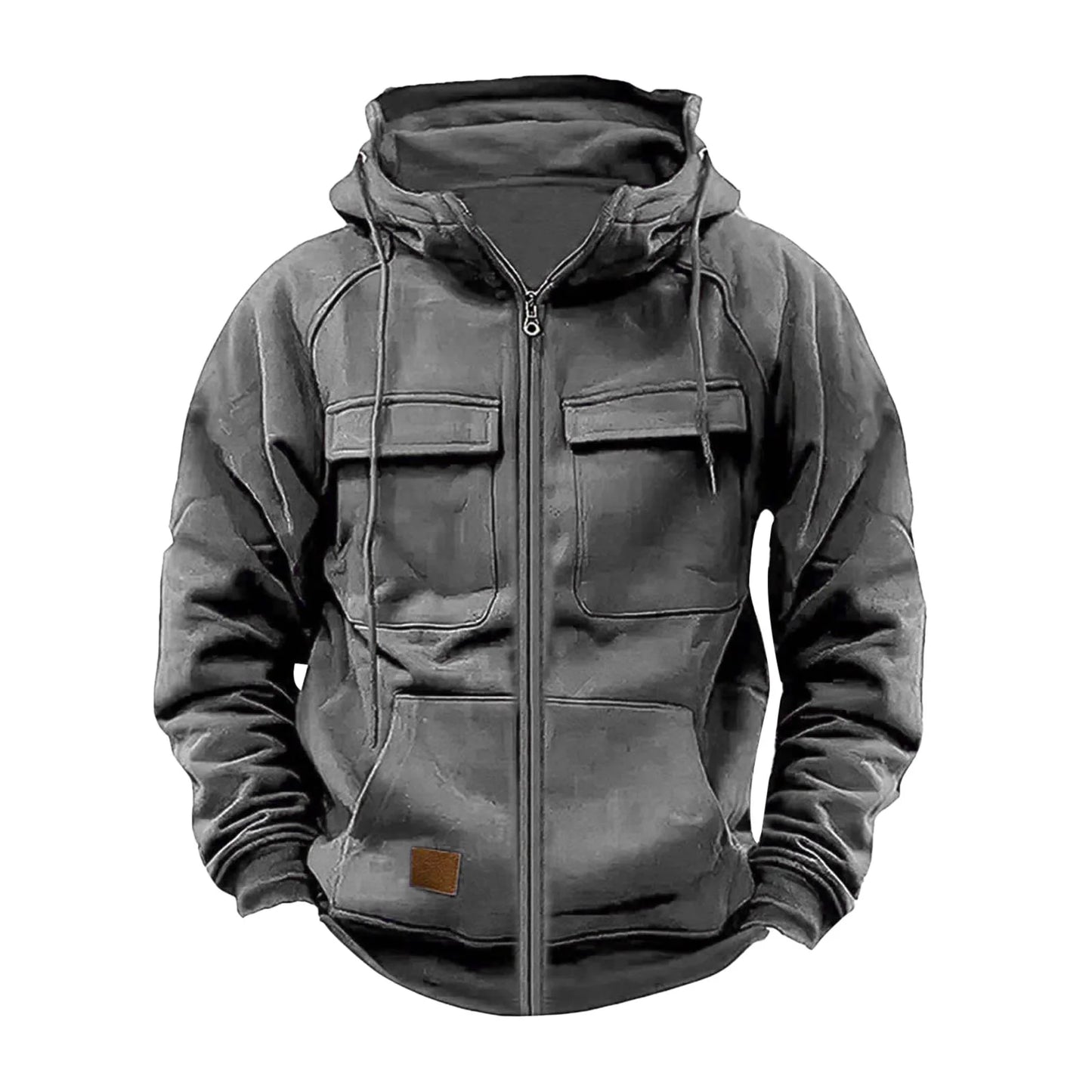 Neue Herbst-Winter Herren Kapuzen-Sweatshirts Jacken mit Kapuze, einfarbig, mit mehreren Taschen, Herren Reißverschluss-Sweatshirts, Sport Outdoor Freizeit Hoodie Mantel