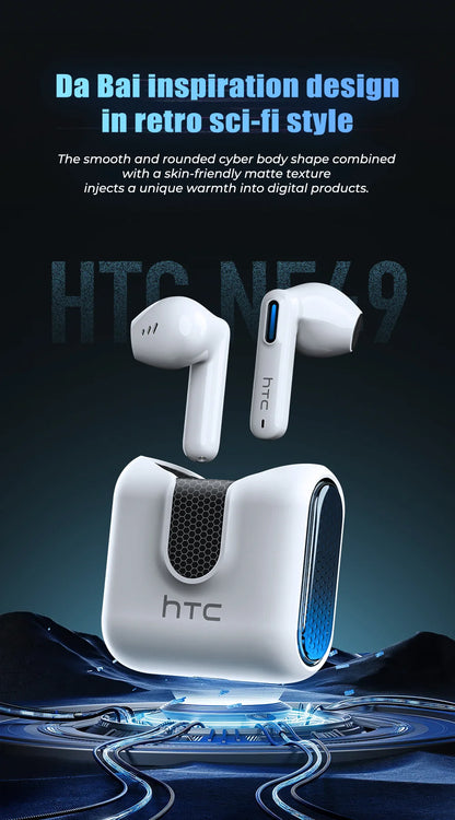 HTC NE49 Bluetooth-Kopfhörer V6.0 TWS Sport Wireless Kopfhörer Ultra geringe Latenz Gaming-Headset Ohrhörer Lange Lebensdauer