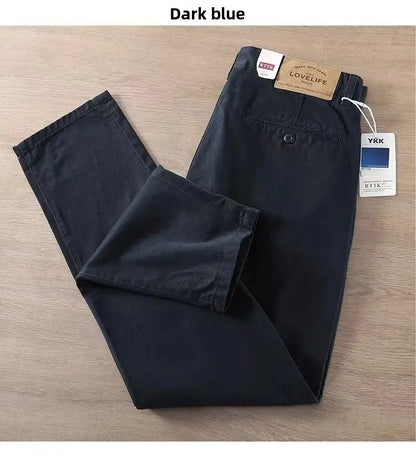 Neue Herren Frühling und Herbst Retro Komfort Gerade Hose Slacks  100% Baumwolle Modische Locker Freizeit Hose für Männer