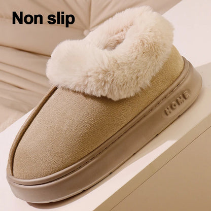 Dicke warme Plüsch-Schneestiefel für Frauen Winter 2025 Flauschige Kunstpelz-Baumwollschuhe für Damen Dicke Sohle Rutschfeste Komfort-Hausschuhe