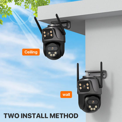 WONSDAR 4K PTZ WIFI Kamera Doppellinse Doppeltbildschirm IP Kamera Außenbereich HD Automatische Verfolgung Sicherheitsüberwachung CCTV Überwachung iCSee