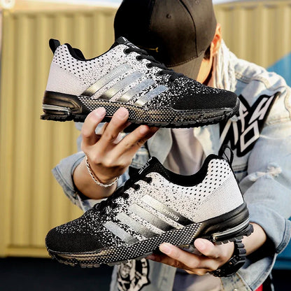 Neue Herren- und Damen-Sportschuhe mit fliegendem Mesh-Obermaterial für Frühling und Sommer, atmungsaktiv, bis EU Grösse 45.5