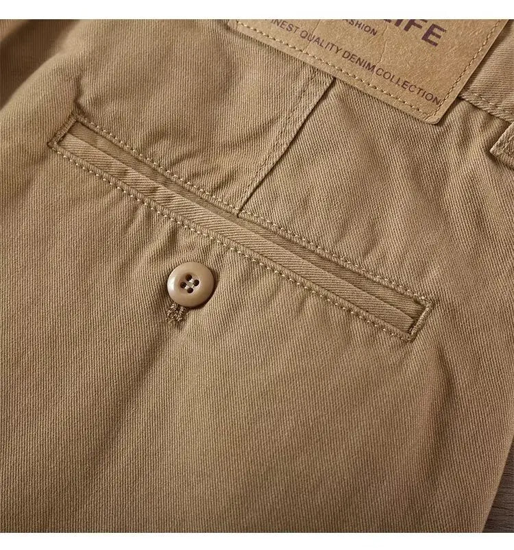 Neue Herren Frühling und Herbst Retro Komfort Gerade Hose Slacks  100% Baumwolle Modische Locker Freizeit Hose für Männer