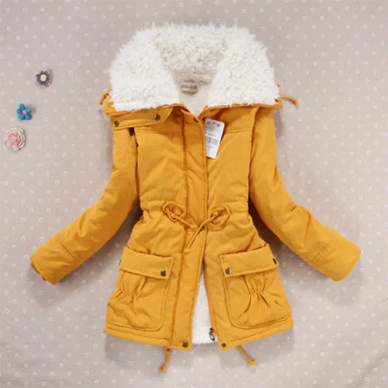 Mädchen Winterjacken Verdickte Kapuzen Lange Daunenjacke Mäntel Schlanke Passform Jacke mit Fellkragen Baumwollgefütterte Kleidung Daunenmäntel