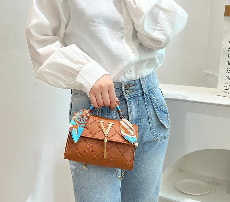 Damen Stepp-Tartan-Handtasche Kleine quadratische Tasche Umhängetasche Schultertasche Personalisierte koreanische Stil Herbst Winter Mode Tasche