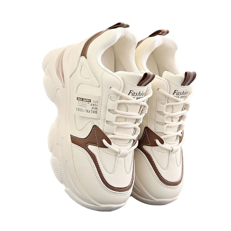 Damen Sneakers mit breitem Absatz, ultraleicht, neue Frühling-Herbst weiße Sportschuhe, lässige Damenschuhe, komfortabel, atmungsaktiv, Laufschuhe