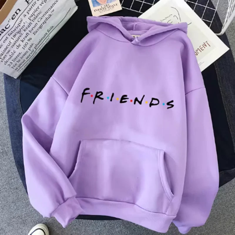 Damen Friends Print Hoodie Langarm-Pullover Modische Kleidung Freizeit Einfarbig Damen Frühling Herbst Modische Streetwear