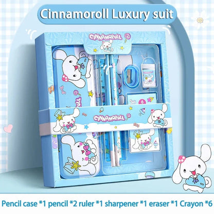 Sanrio 12-teiliges Kuromi Schreibwaren-Set Cinnamoroll My Melody Bleistifte Radiergummis Lineale Schüler Schulbedarf Lernmaterial Geschenke