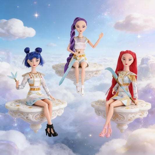 1-3 Stück KPOP Demon Hunter Mädchen Gruppen Waffen Zubehör Licht Musik Themenlied 29 cm Puppe Figur Spielzeug Geschenk für Kinder Anime