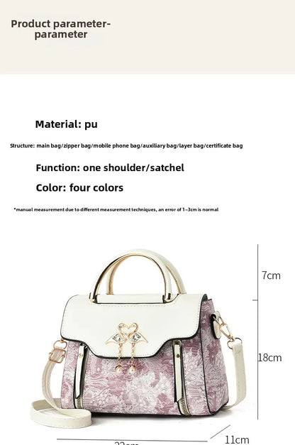 Modische Feen-Handtasche für Damen, Schulter- und Umhängetasche, elegante Ausstrahlung, PU-Leder, Polyesterfaser, inneres Reißverschlussfach