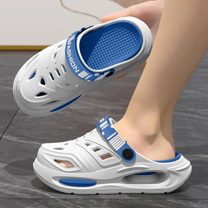 Sommer Herren- und Damen-Höhlenschuhe Mode Atmungsaktive Sandalen mit herausnehmbaren Einlegesohlen Rutschfeste Gepolsterte Verdickte Hausschuhe