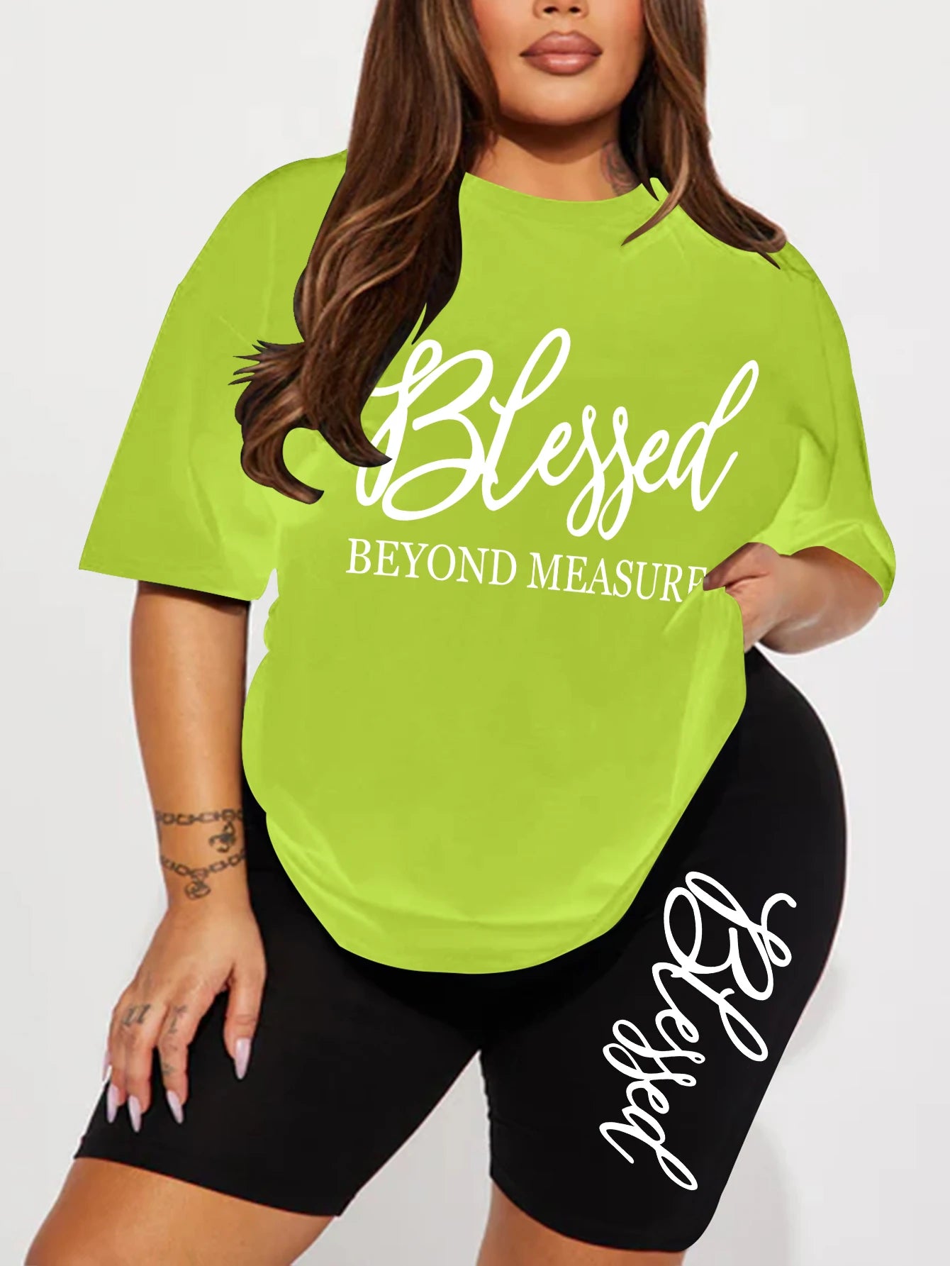Plus-Size-Sets für Frauen Sommer 2-teilig bedruckt elegante Damen-Sets Kurze Sets
