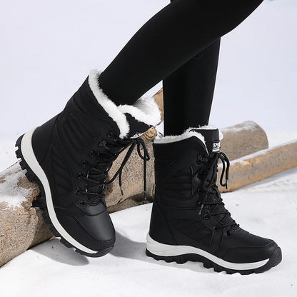 Winter Damen Schneestiefel High-Top Wasserdichte Knöchelstiefel Damen Dicke Plus Warme Schneewanderstiefel Outdoor Baumwollschuhe Sneakers