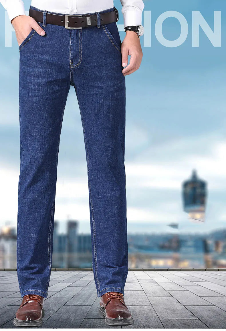 Neue Herren Leichte Luxus-Stretch-Slim-Fit-Hose Bequeme Weiche Business-Mode Gerade Lässige Denim-Hosen Herrenmarke Kleidung