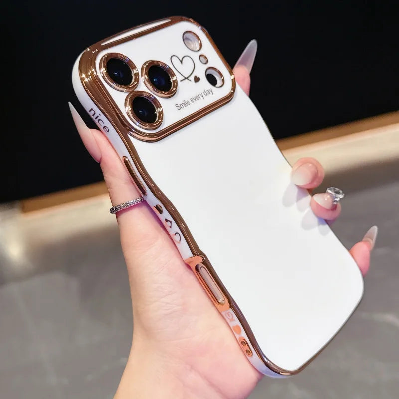 Side Love Elektrobeschichtetes Case für iPhone 17 Pro Max, 17 Air, 16, 15, 14 Plus, 13, 12, 11 Pro Max, 17Pro Max Cover, stoßfestes Bumper-Linsen-Case