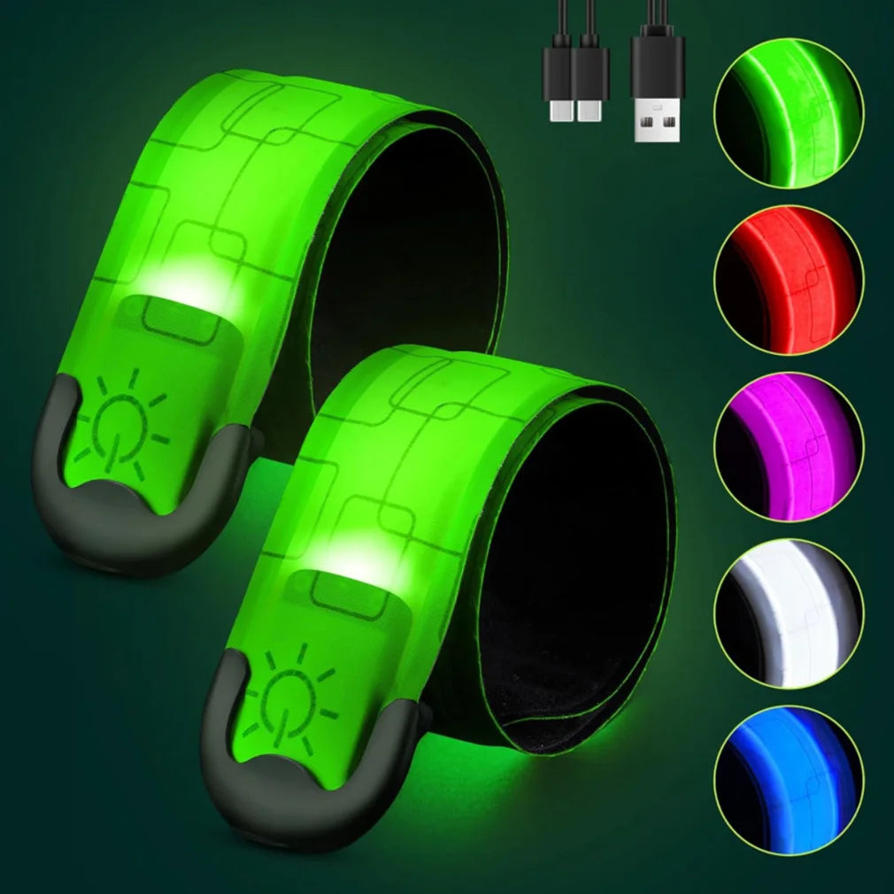 Wiederaufladbares LED-Lichtband Nachtlauf Armband Radfahren Warnarmband Sicherheitsarmband Outdoor-Sport Sicherheitsarmgurt Bein