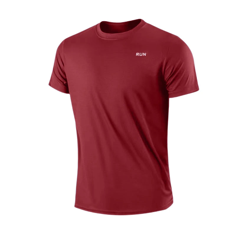 Herren Schnell trocknendes T-Shirt mit kurzem Arm, für Fitness und Laufen, Feuchtigkeitstransport, Rundhalsausschnitt, Trainings- und Sportshirt, Oberteil, leicht